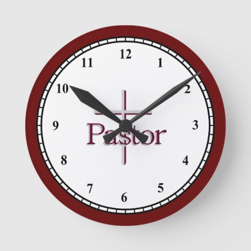 Pastor Gray Cross Round Clock
