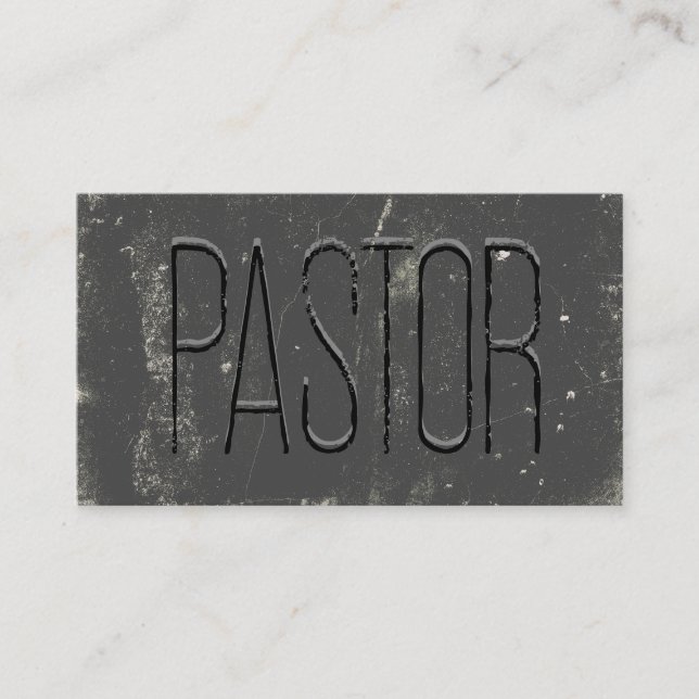 Pastor Gray Grunge Chalkboard Church Business Card (Front)