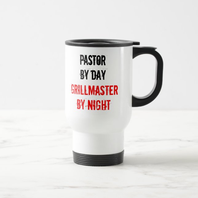 Pastor Grillmaster Joke Travel Mug (Right)