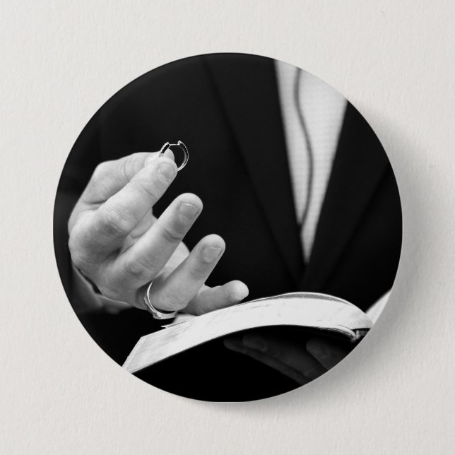 Pastor Holding Ring Button (Front)