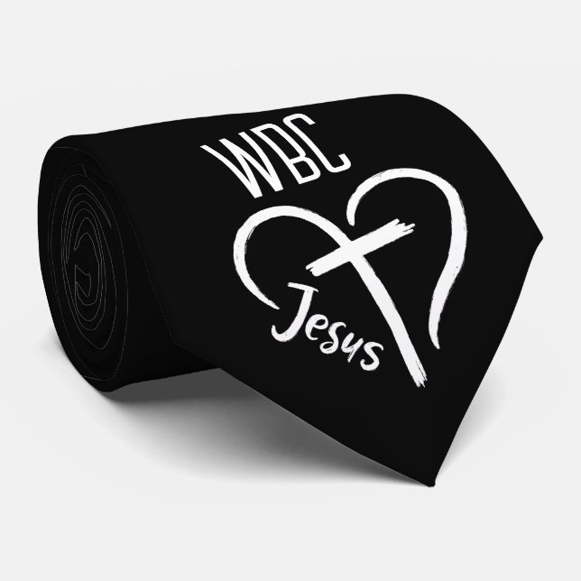  Pastor Initials Church Name Jesus Cross Love  Neck Tie (Rolled)