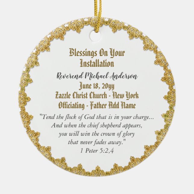 Pastor Installation Gift Personalized Priest Ceramic Ornament (Front)