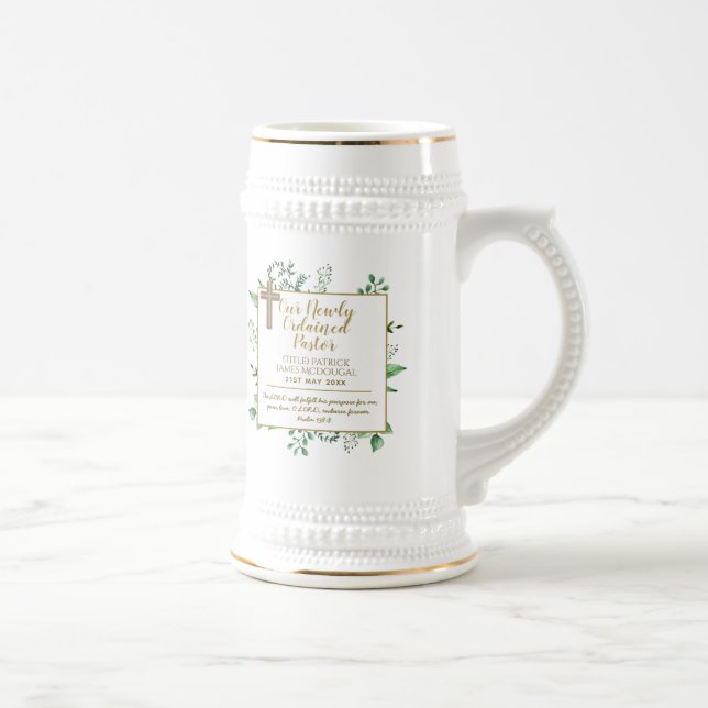 Pastor Installation Newly Ordained Gift Customized Beer Stein (Right)