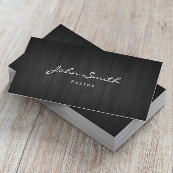 Pastor Minister Classy Dark Wood Church Business Card by cardfactory at Zazzle