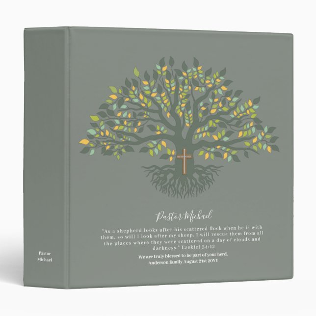 Pastor Officiant Gift Thank You Gift, Ezekiel 34 3 Ring Binder (Front/Spine)