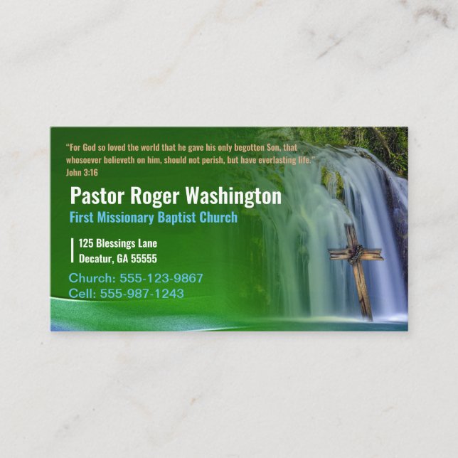 Pastor or Deacon Bible Church Business Card (Front)