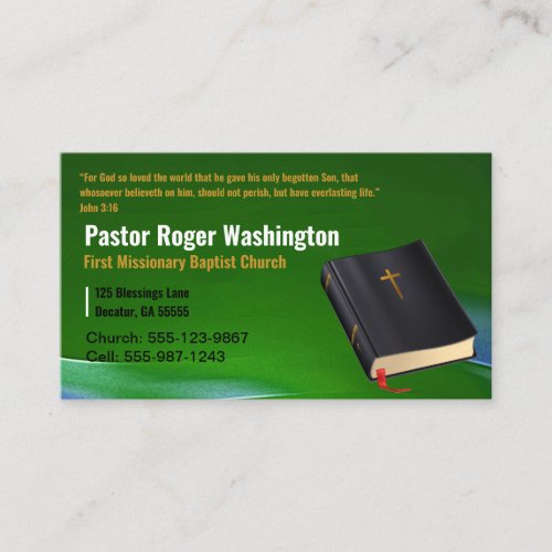 Pastor or Deacon Bible Church Business Card