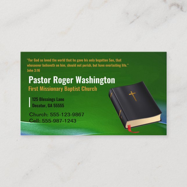 Pastor or Deacon Bible Church Business Card (Front)