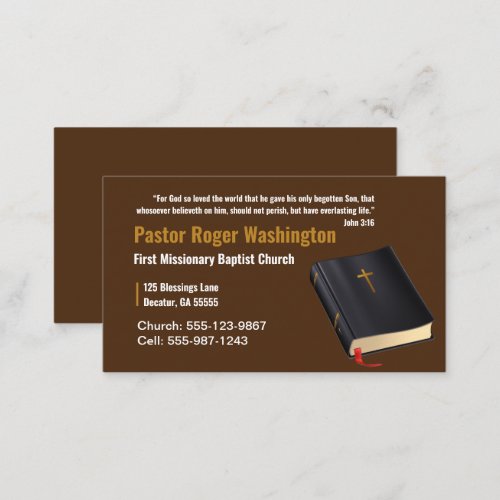 Pastor or Deacon Bible Church Business Card