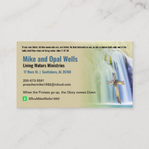 Pastor or Deacon Cross waterfall Church Business C Business Card