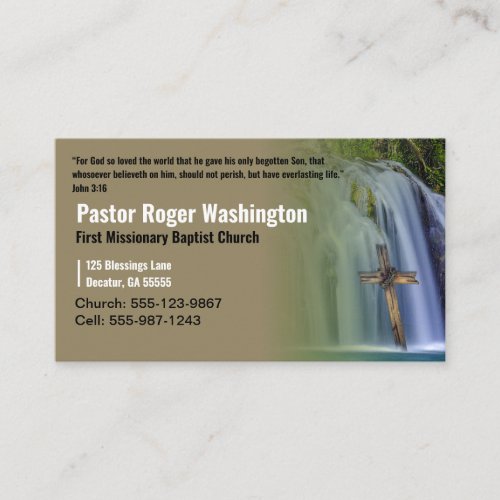 Pastor or Deacon Cross waterfall Church Business Card