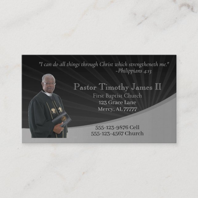 Pastor or Deacon Photo Business Card (Front)