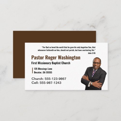 Pastor or Deacon Photo Church Business Card