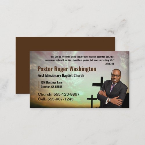 Pastor or Deacon Photo Church Business Card