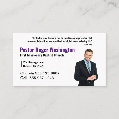 Pastor or Deacon Photo Church Business Card