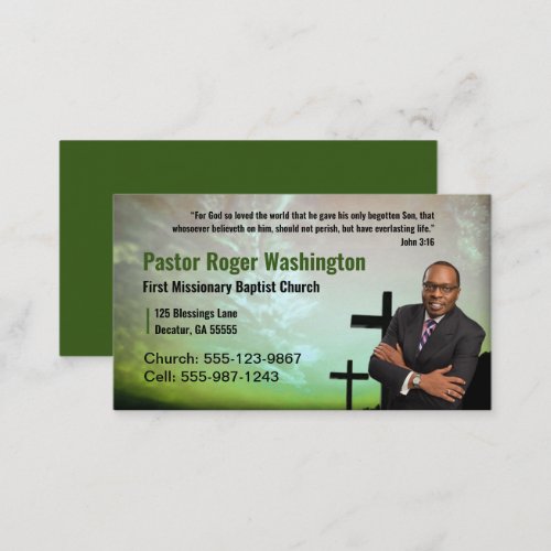 Pastor or Deacon Photo Church Business Card