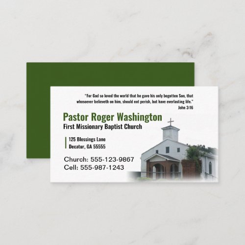 Pastor or Deacon Photo Church Business Card