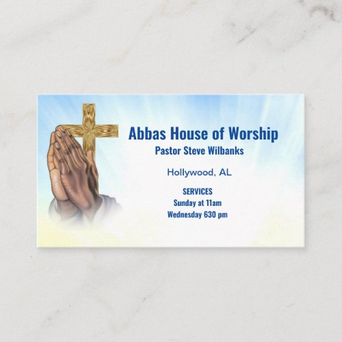 Pastor or Deacon Praying hand Church Business Card