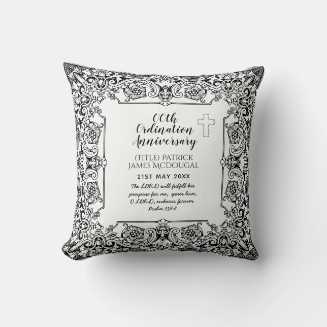 Pastor Ordination Anniversary Gift -ANY- Customize Throw Pillow (Front)