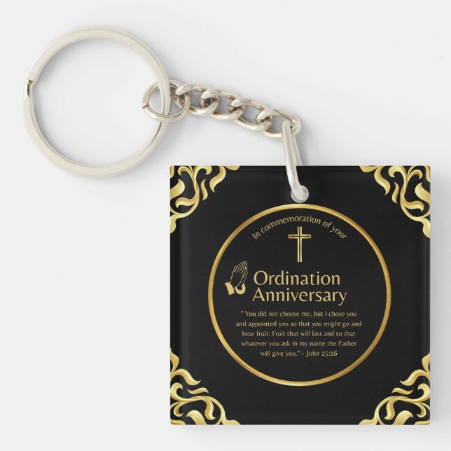 Pastor Ordination Anniversary Priest Clergy Nun Keychain (Front)
