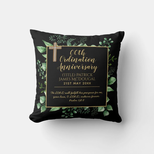 PASTOR Ordination Anniversary Verse - Personalized Throw Pillow (Front)