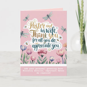 ✝️ Pastor Pastor's Wife Appreciation Anniversary   Letterpress Thank You Card
