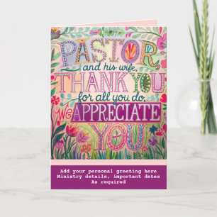 ✝️ Pastor Pastor's Wife Appreciation Anniversary Letterpress Thank You Card