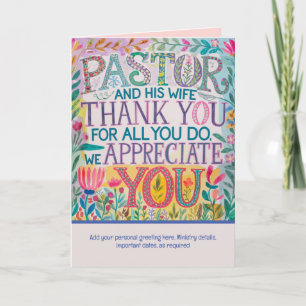 ✝️ Pastor Pastor's Wife Appreciation Anniversary Letterpress Thank You Card