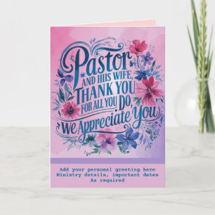 ✝️ Pastor Pastor's Wife Appreciation Anniversary   Letterpress Thank You Card