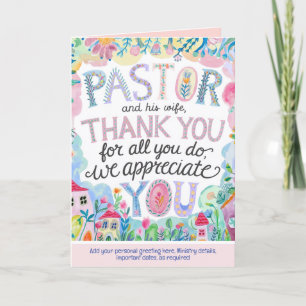 ✝️ Pastor Pastor's Wife Appreciation Anniversary   Letterpress Thank You Card