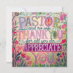 ✝️ Pastor Pastor's Wife Appreciation Anniversary Thank You Card