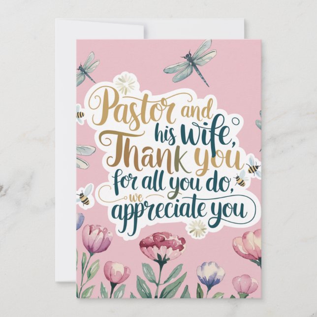 ✝️ Pastor Pastor's Wife Appreciation Anniversary   Thank You Card (Front)