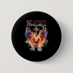 Pastor - Praying Hands Before Sacred Heart Button