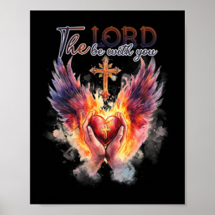 Pastor - Praying Hands Before Sacred Heart  Poster