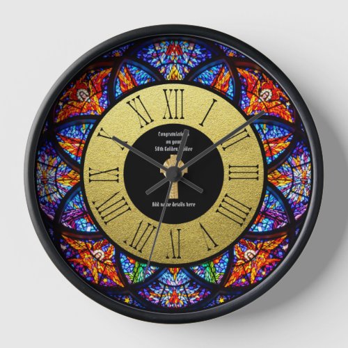 Pastor Priest Ordination Anniversary Stained Glass Clock