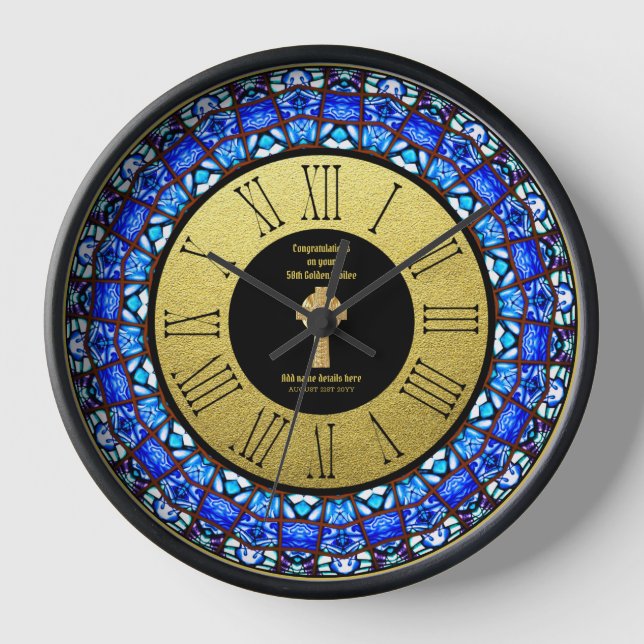 Pastor Priest Ordination Anniversary Stained Glass Clock (Front)