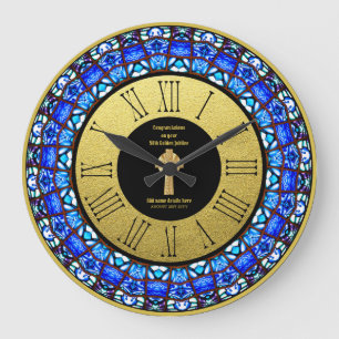 Pastor Priest Ordination Anniversary Stained Glass Large Clock