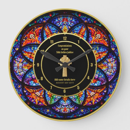 Pastor Priest Ordination Anniversary Stained Glass Large Clock