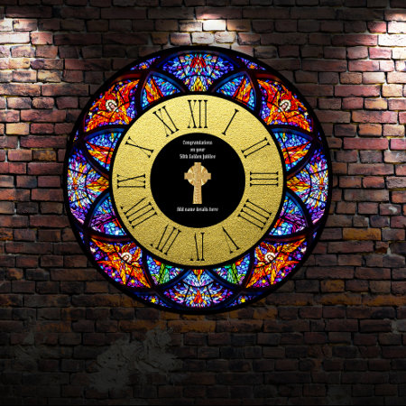 Pastor Priest Ordination Anniversary Stained Glass Large Clock
