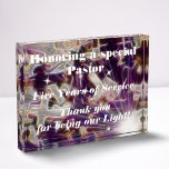 Pastor Recognition Acrylic Award<br><div class="desc">Perfect to give your favorite Pastor,  spiritual adviser,  the gift of gratefulness. Crosses and stars all around. Customizable text.
Vertical version with doves here: https://www.zazzle.com/pastor_recognition_2_acrylic_award-256718396321643868</div>