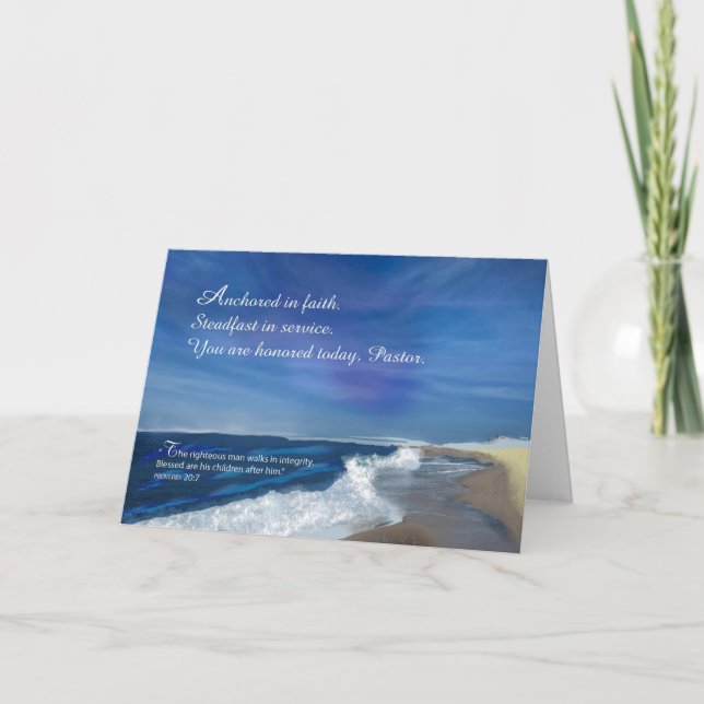 Pastor Religious Father's Day Ocean Anchored Faith Card (Front)