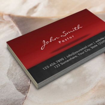 Pastor Stylish Red Stage Business Card by cardfactory at Zazzle