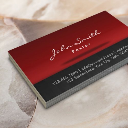 Pastor Stylish Red Stage Business Card