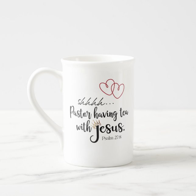 PASTOR TEA WITH JESUS Christian Quiet Time Bone China Mug (Left)