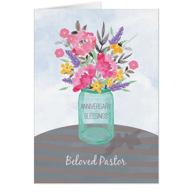 Pastor Wedding Anniversary Blessings Jar Vase Cards (Front)