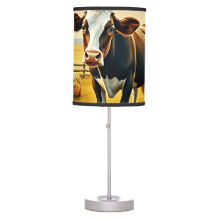 Pastoral Cow with Hay Bales Table Lamp