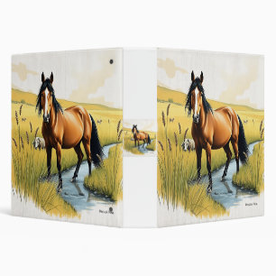 Pastoral Horse in Earthy Tones 3 Ring Binder