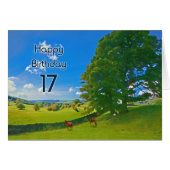 Pastoral landscape painting 17th Birthday card (Front Horizontal)