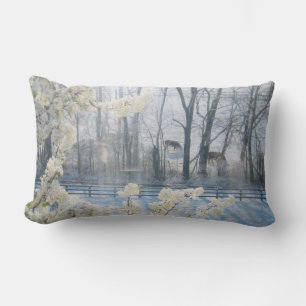 Pastoral Nature Scenery in Winter Lumbar Pillow