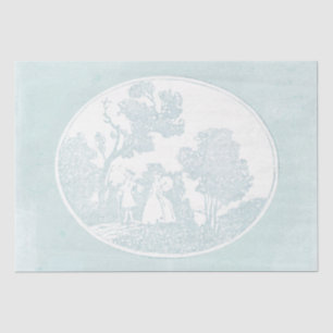 Pastoral Scene Couple Forest Vintage French Teal   Tissue Paper